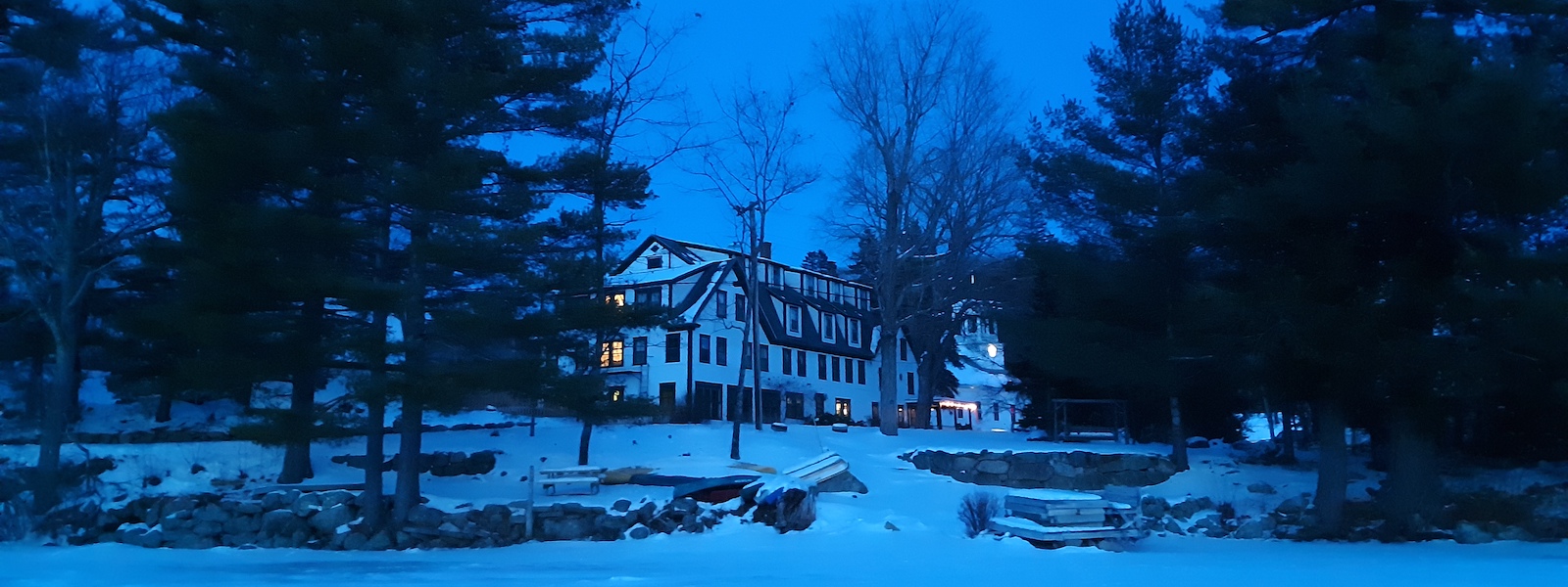 View from Kezar Lake in Winter. Follansbee Inn: New Hampshire B&B