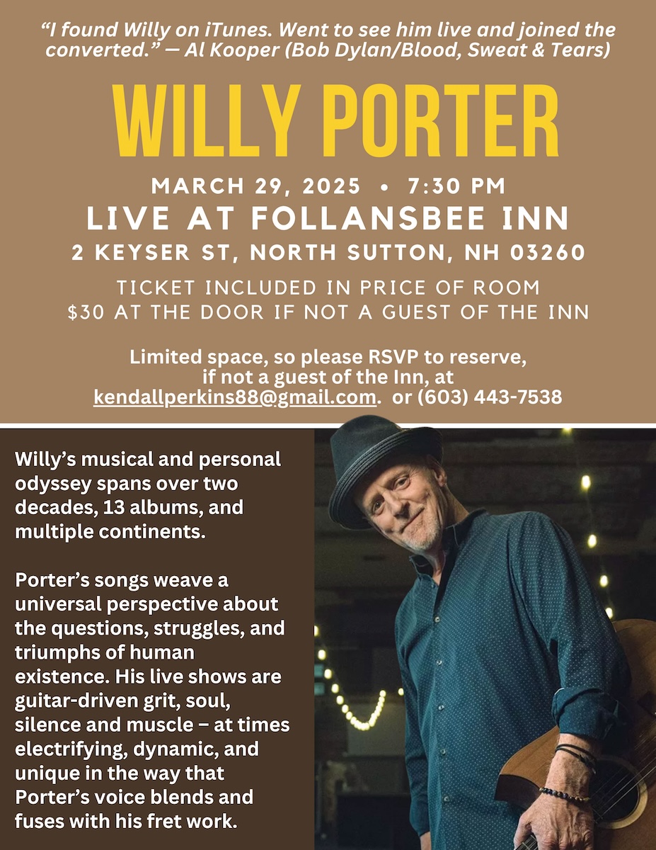 Willy Porter live at Follansbee Inn