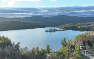 Spring overlooking Follansbee Inn and Kezar Lake