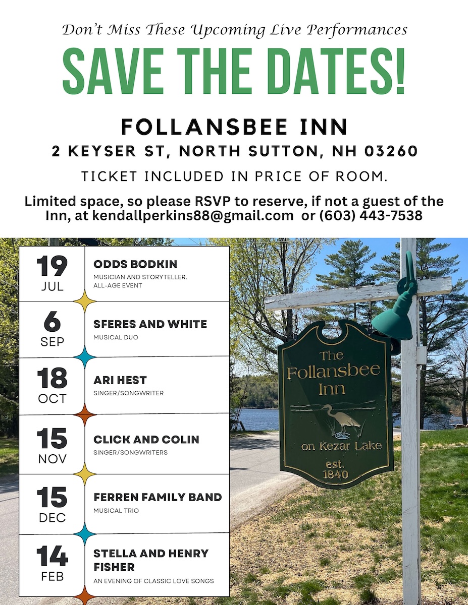 Upcoming Events at Follansbee Inn