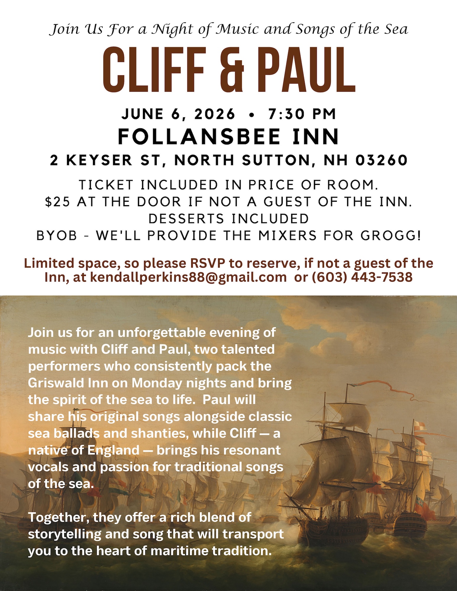 Cliff & Paul: Join Us For a Night Of Songs Of The Sea